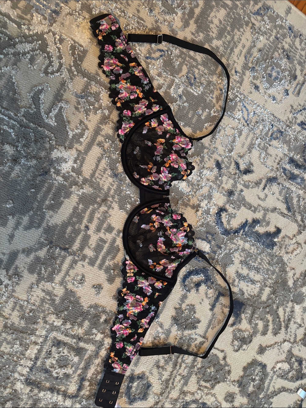 Savage X Fenty Black Floral Embroidered Underwire Bra
